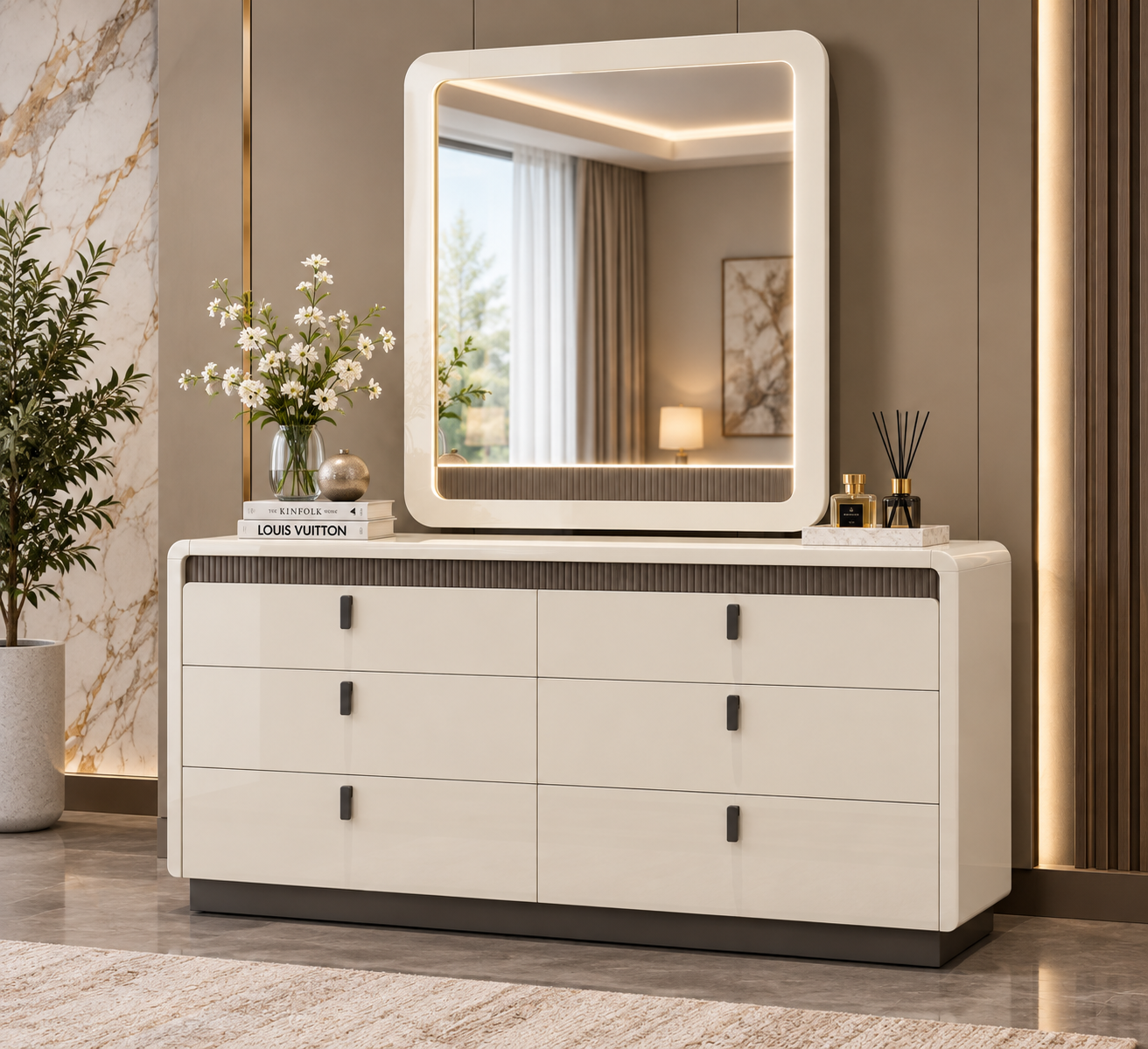 Elora - Beige & Grey